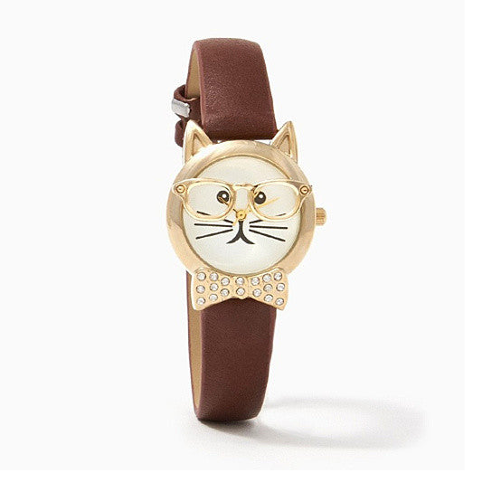 Bow Tie Affair Cat Watch With Diamond Crystal Bow