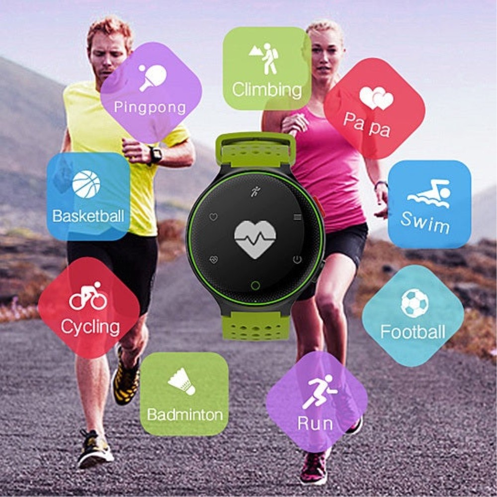 Smart Fit Sporty Waterproof Watch With Active Heart Rate and Blood Pressure Monitor - Black/Red