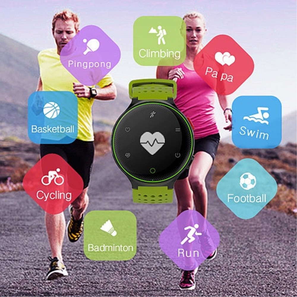 Smart Fit Sporty Waterproof Watch With Active Heart Rate and Blood Pressure Monitor - Black/Blue