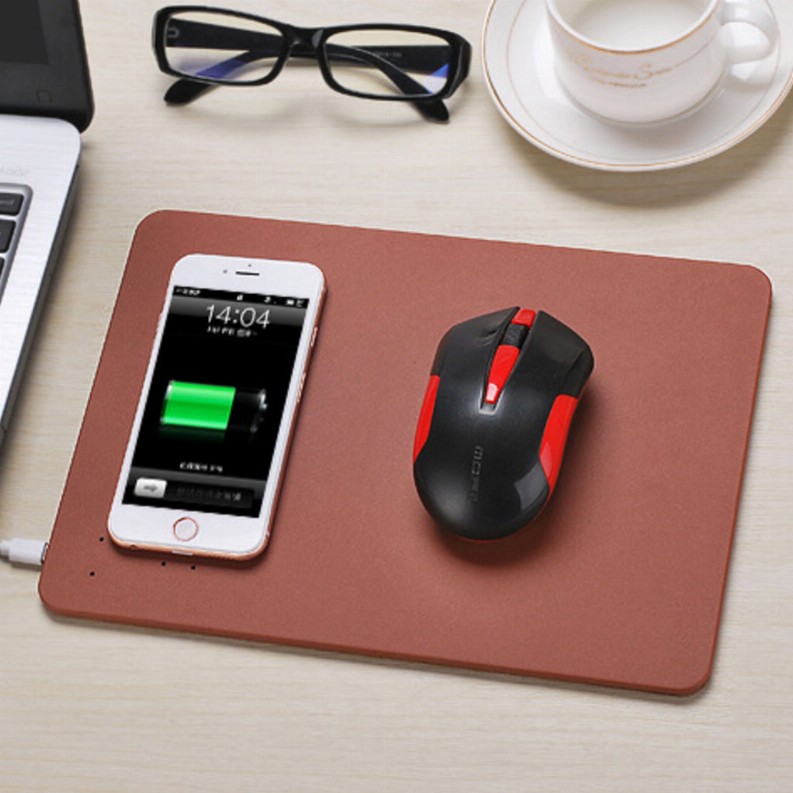 Superpower Pad 2 In 1 iPhone Wireless Charger, And Mouse Pad - Brown