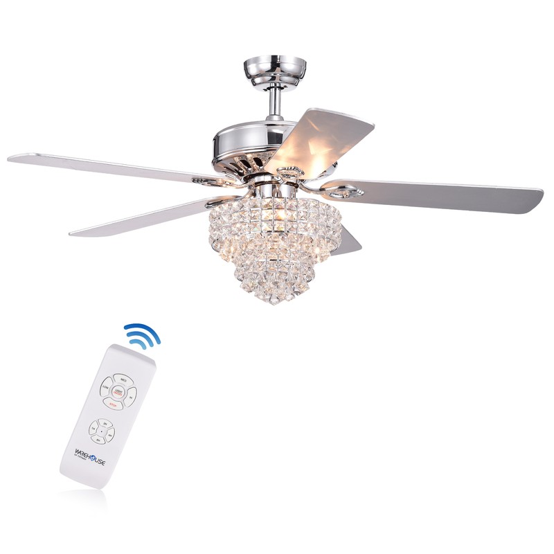 Bryanya 5-Blade 52-inch Chrome Lighted Ceiling Fans