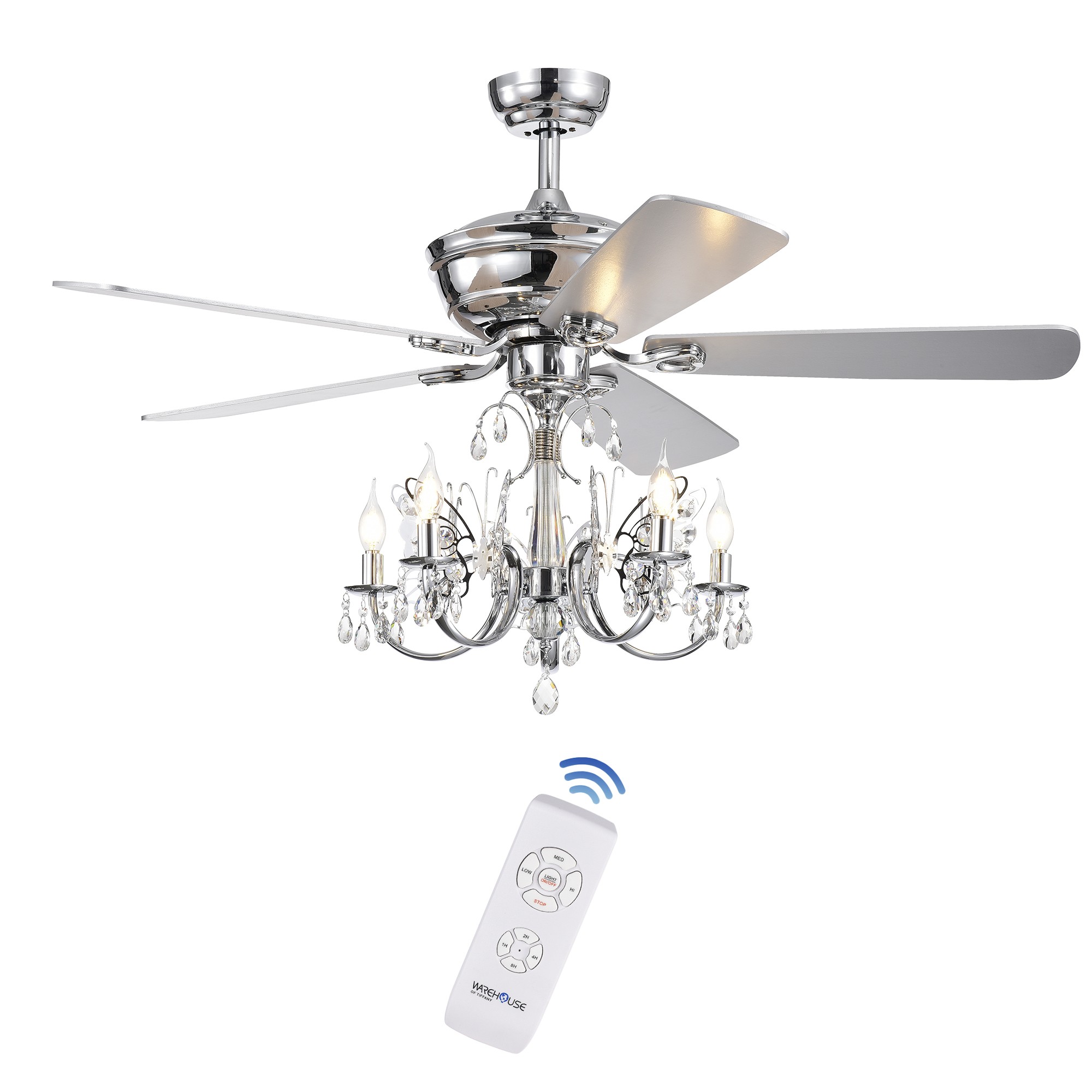 Silver Orchid Finlayson 52-inch 5-light Chrome Lighted Ceiling Fan with Reversible Blades