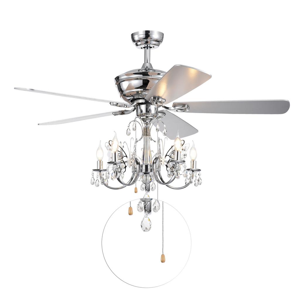 Silver Orchid Finlayson 52-inch 5-light Chrome Lighted Ceiling Fan with Reversible Blades