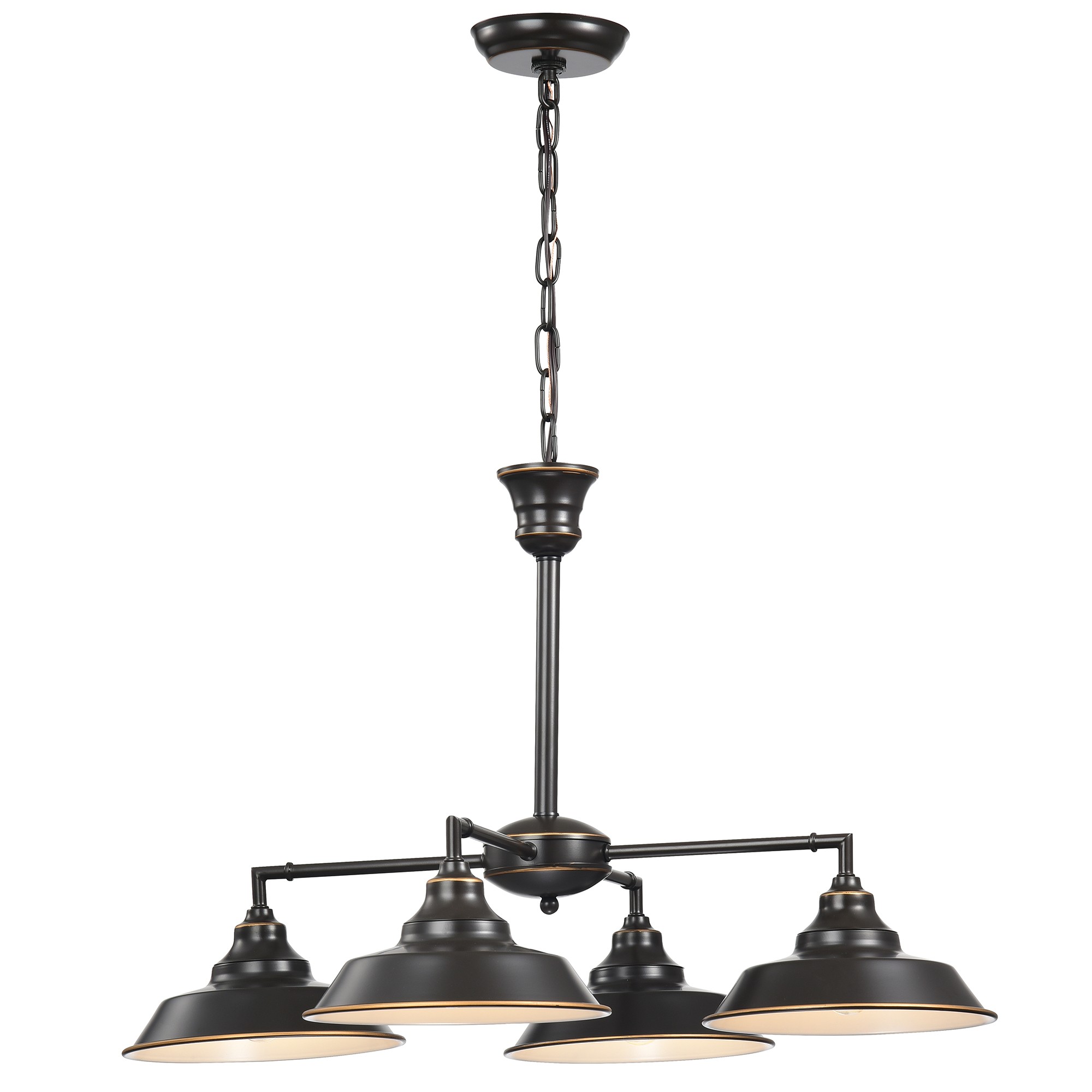 Carbon Loft Nguyen Oil Rubbed Bronze 4-Light Pendant Chandelier with Metal Pan Shade