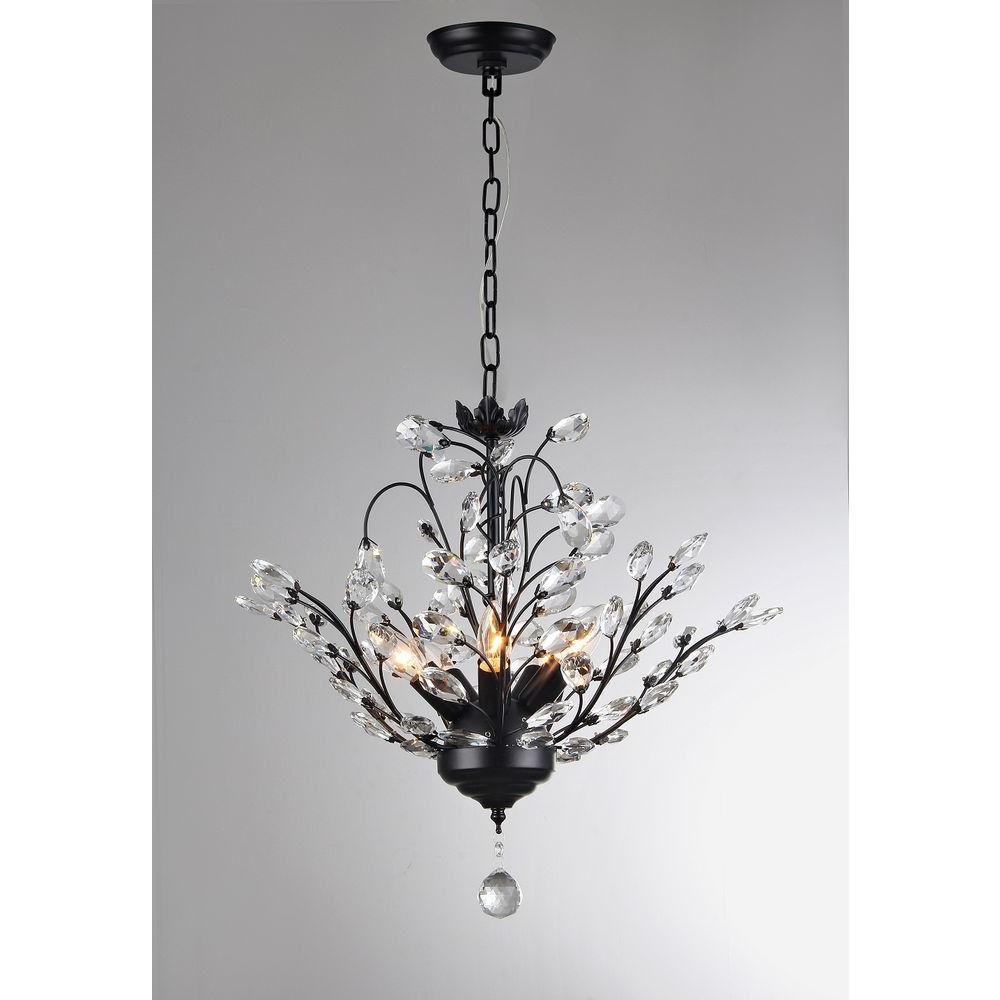 Aria 5-light Black 20-inch Crystal Leaves Chandelier