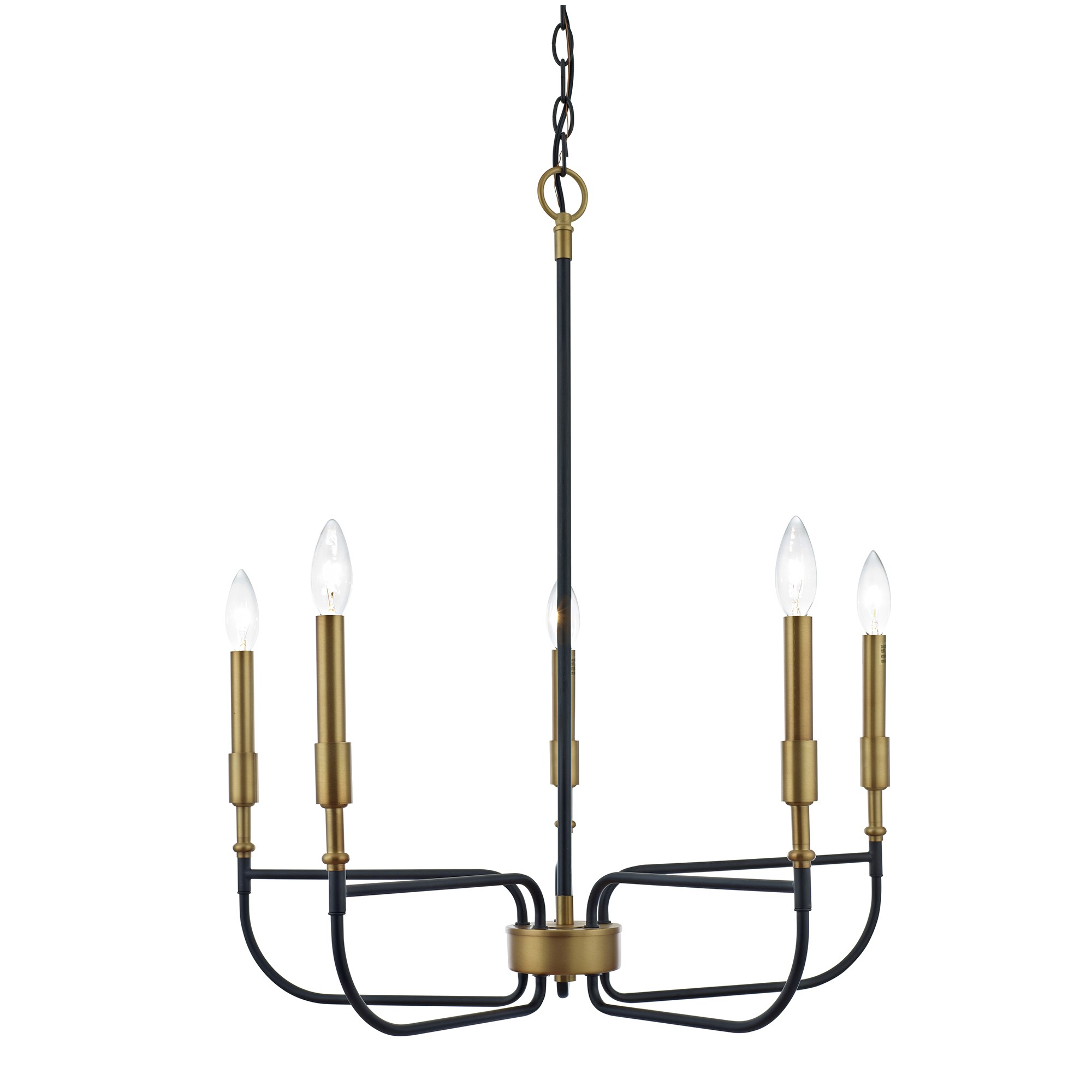 Kelsey Matte Black+Antique Brass 5-Light Metal Candle Chandelier