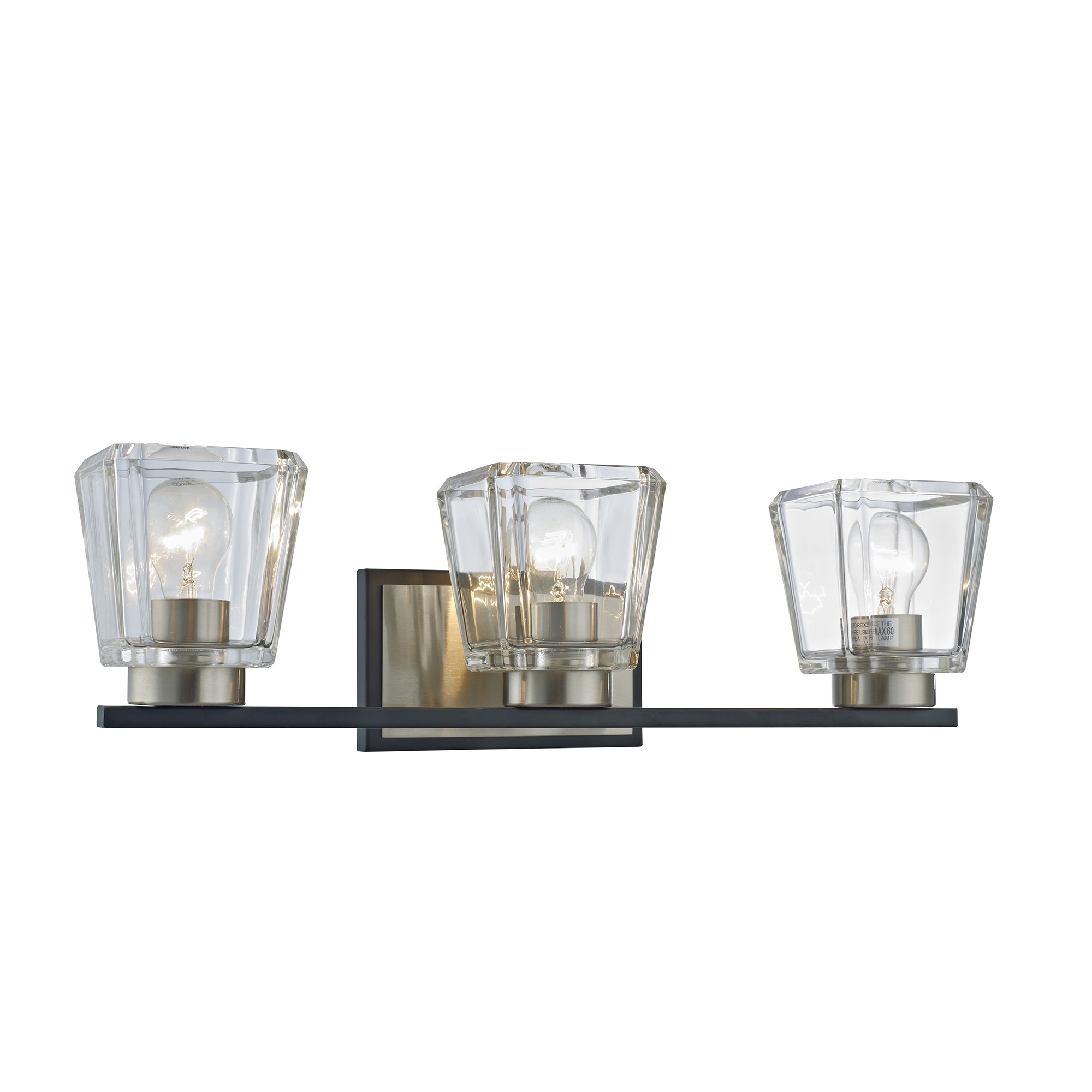 Tobey Matte Black+Brushed Nickel 3-Light Clear Crystal Shade Wall Sconce