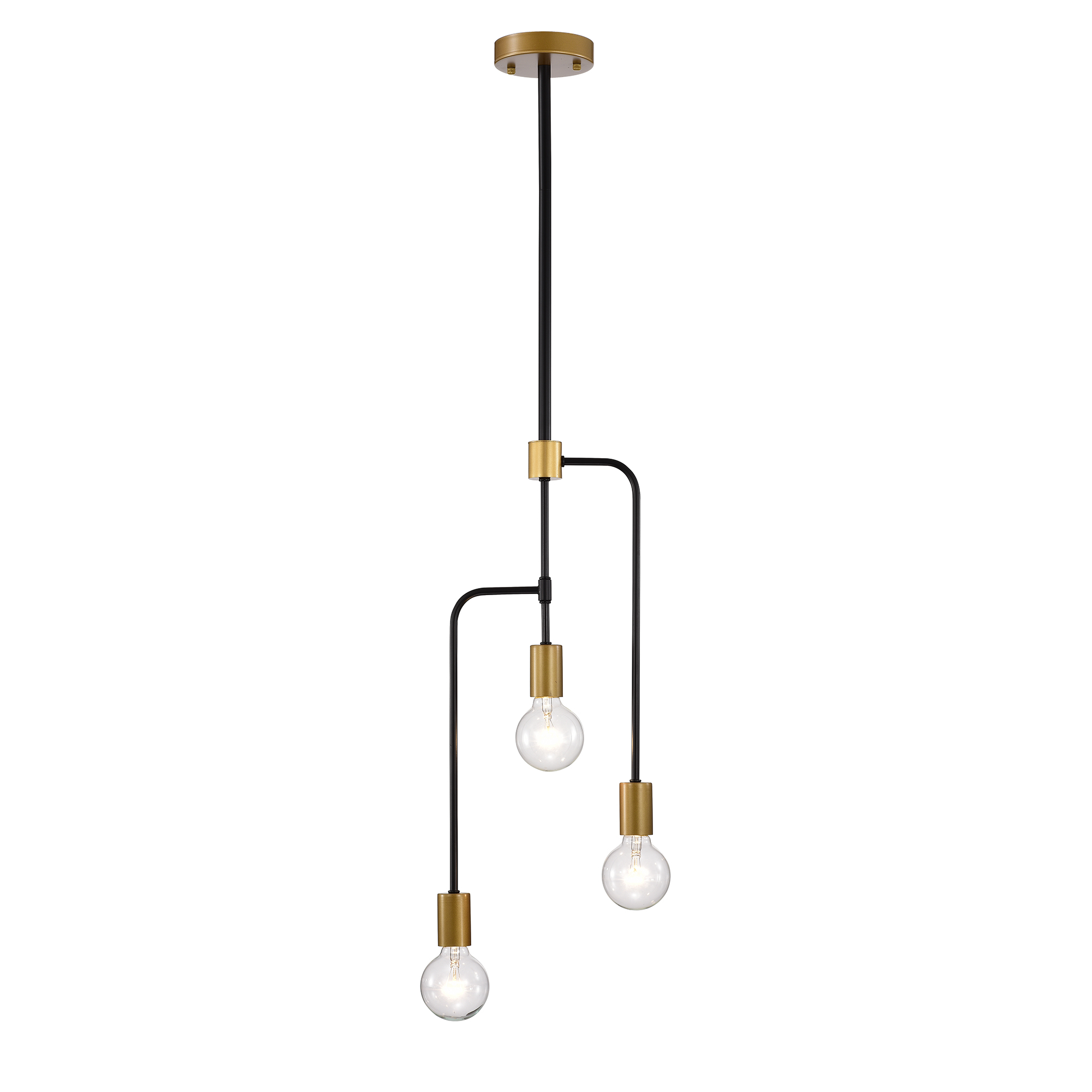 Kirby Matte Black+Matte Gold 3-Light Curved Metal Frames Chandelier