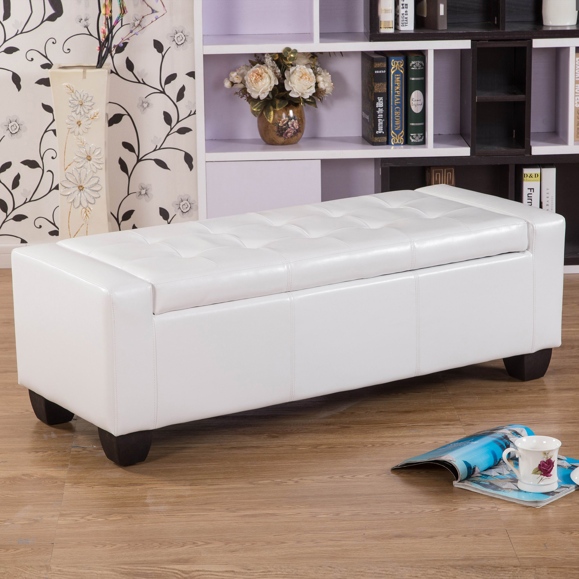 Mackenzie White 52-inch Storage Ottoman