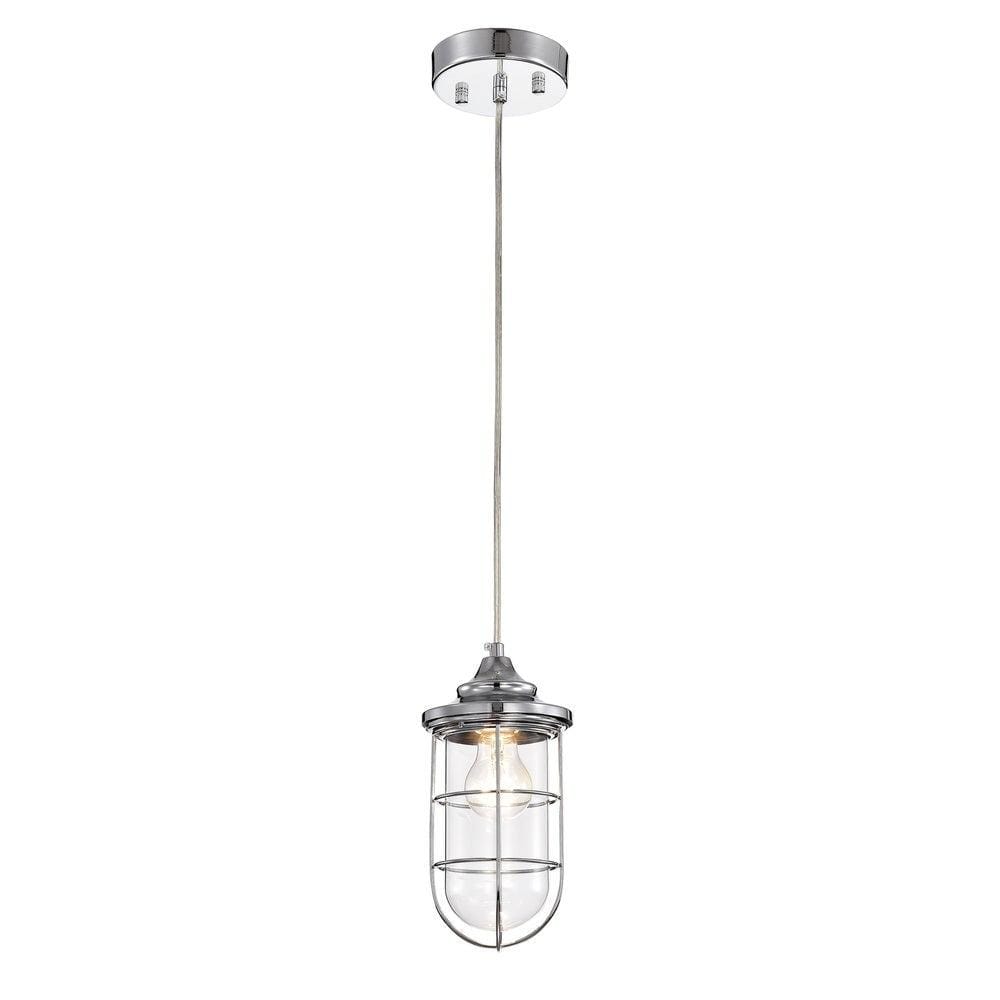 Tiago 5 in. 1-Light Indoor Chrome Finish Pendant Light with Light Kit