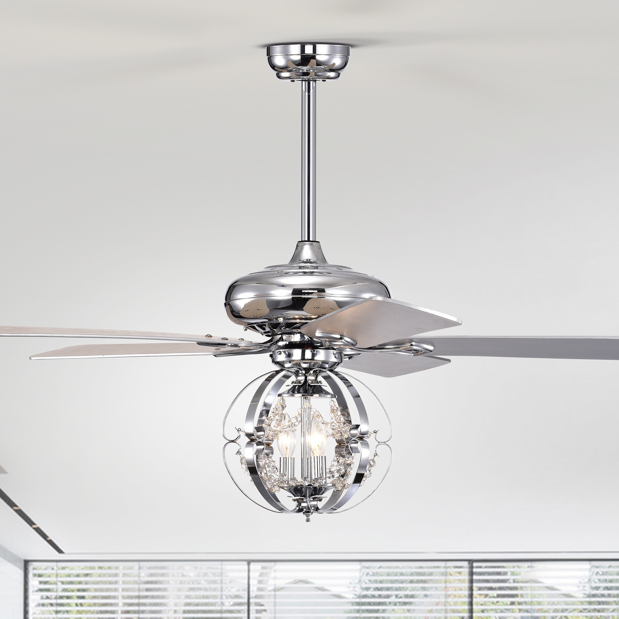 Dazy 48 in. 3-Light Indoor Chrome Finish Ceiling Fan with Light Kit