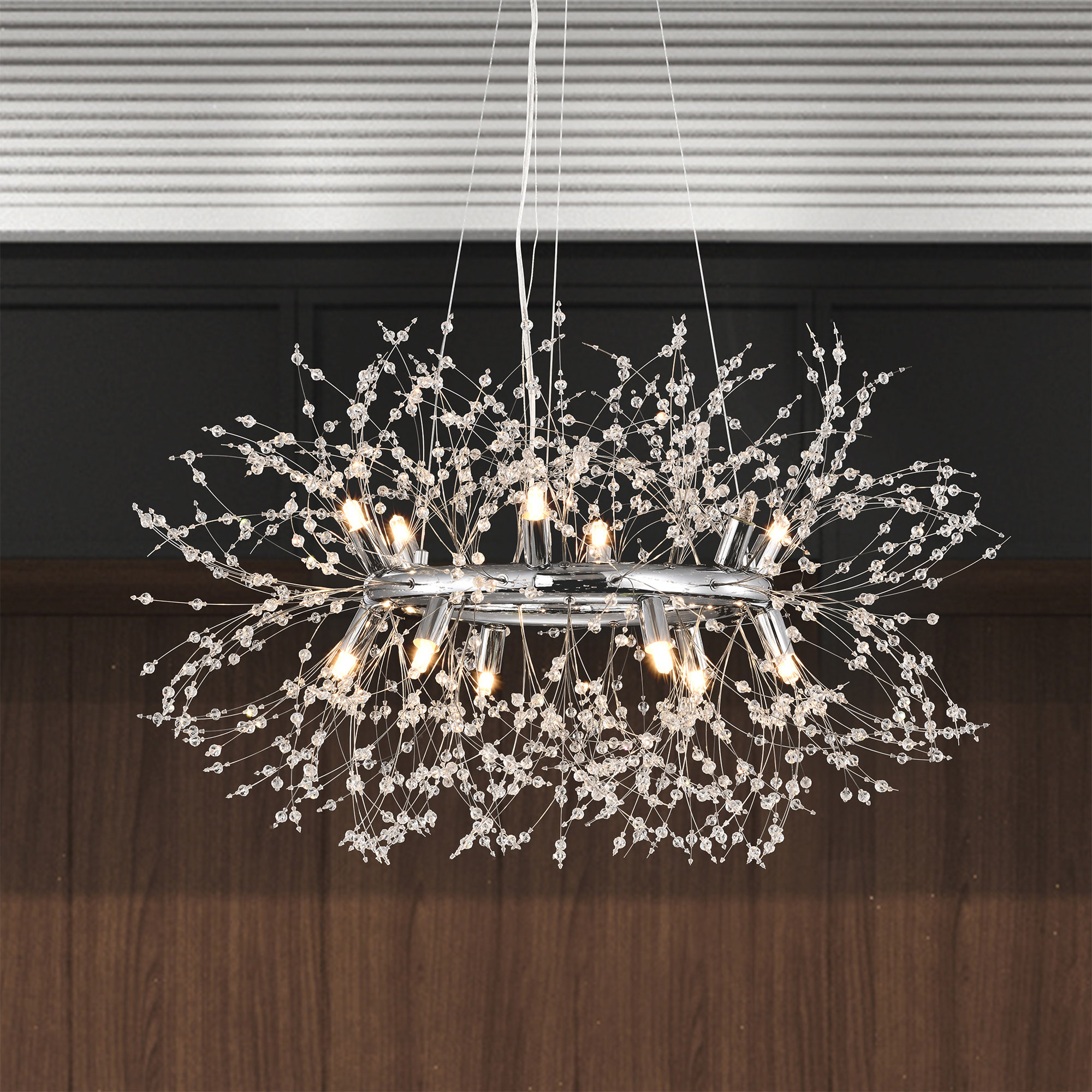 Xhosa 30 in. 12-Light Indoor Chrome Finish Chandelier with Light Kit