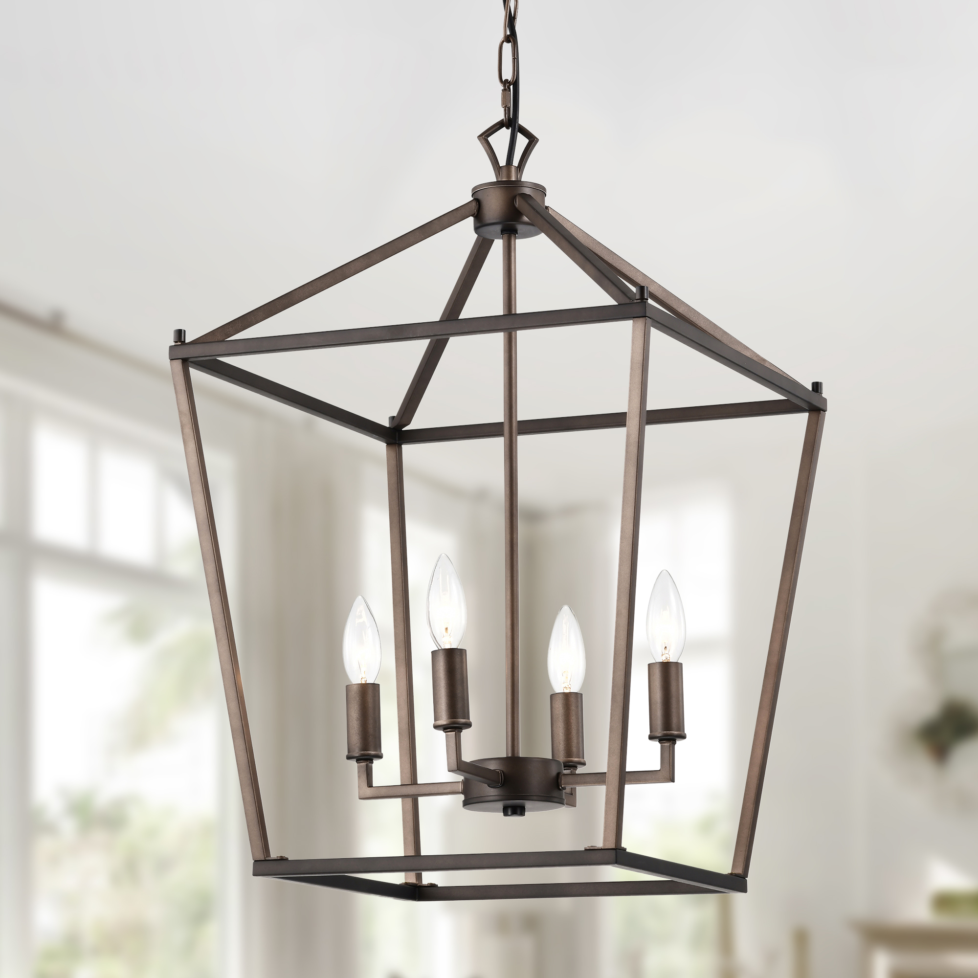 Buelex 16 in. 4-Light Indoor Bronze Finish Chandelier with Light Kit