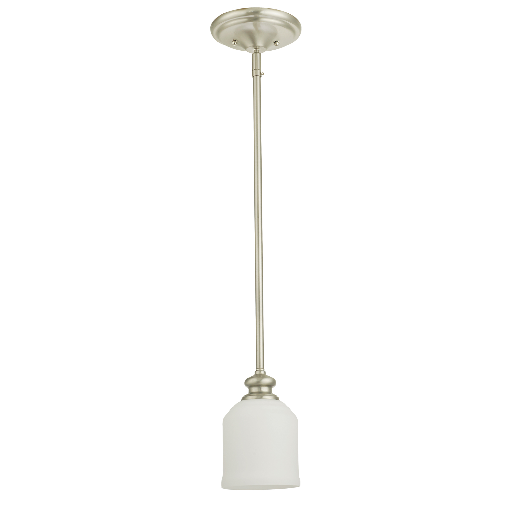 Marcos Satin Nickel 1-Light Pendant with Glass Shade