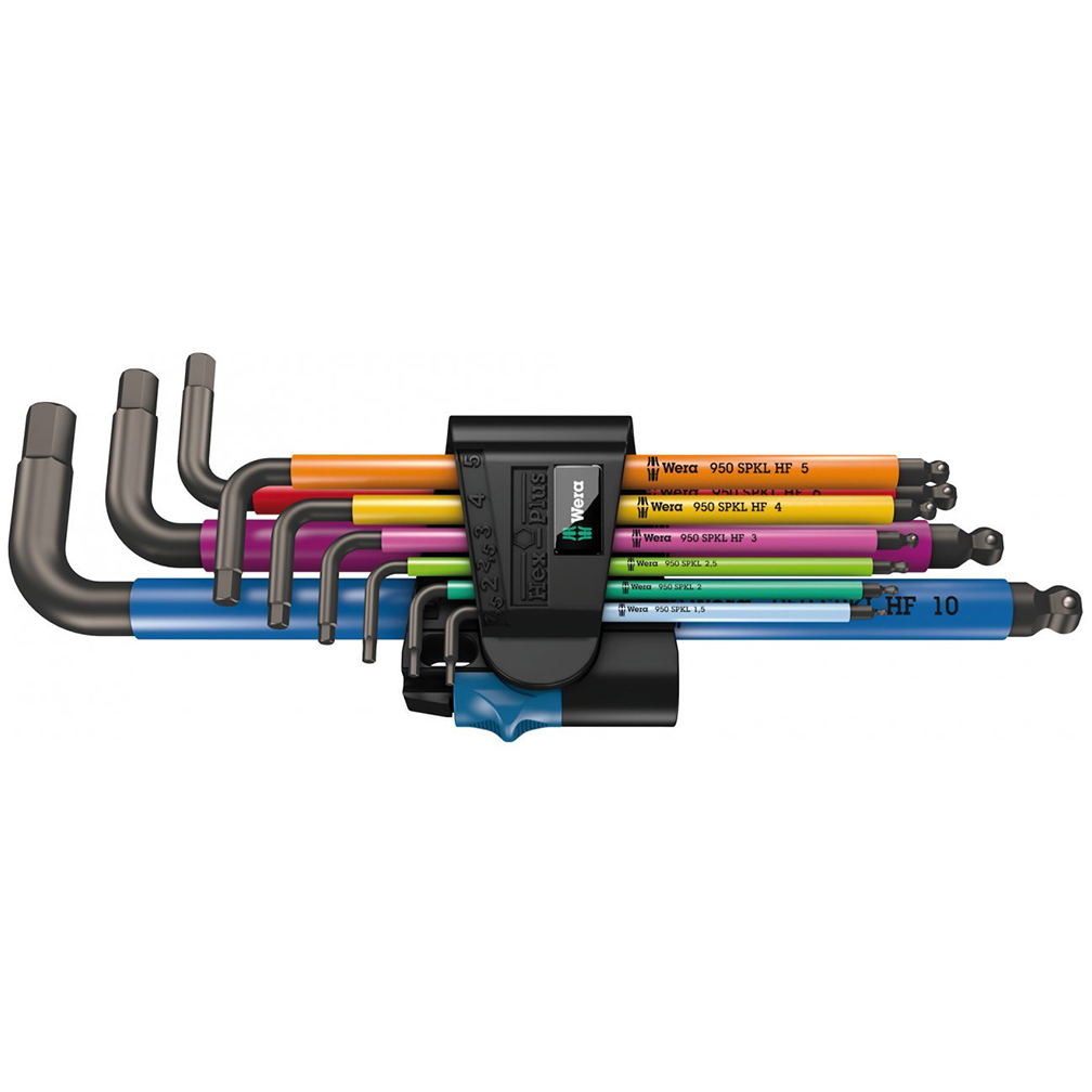 Wera Hex-Plus Color Coded Metric Long Shaft with Hold Function L-Key 9 Piece Set