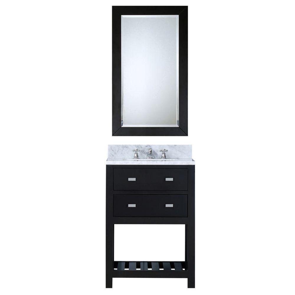 24 Inch Espresso Single Sink Bathroom Vanity With Matching Framed Mirror And Faucet From The Madalyn Collection