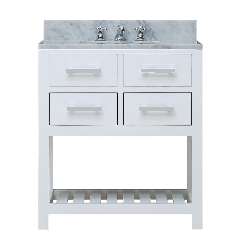 30 Inch Pure White Single Sink Bathroom Vanity From The Madalyn Collection
