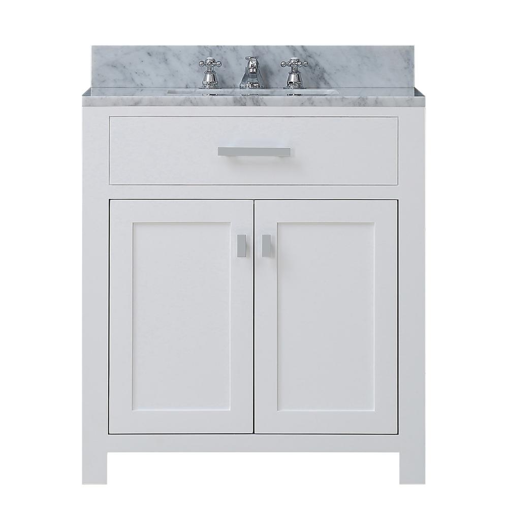 30 Inch Pure White Single Sink Bathroom Vanity From The Madison Collection