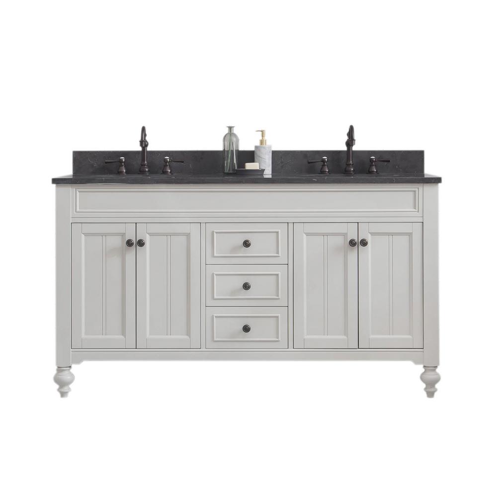 Potenza 60" Bathroom Vanity in Earl Grey with Blue Limestone Top with Faucet