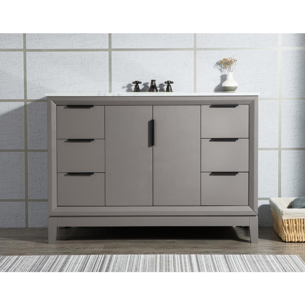 Elizabeth 48-Inch Single Sink Carrara White Marble Vanity In Cashmere Grey