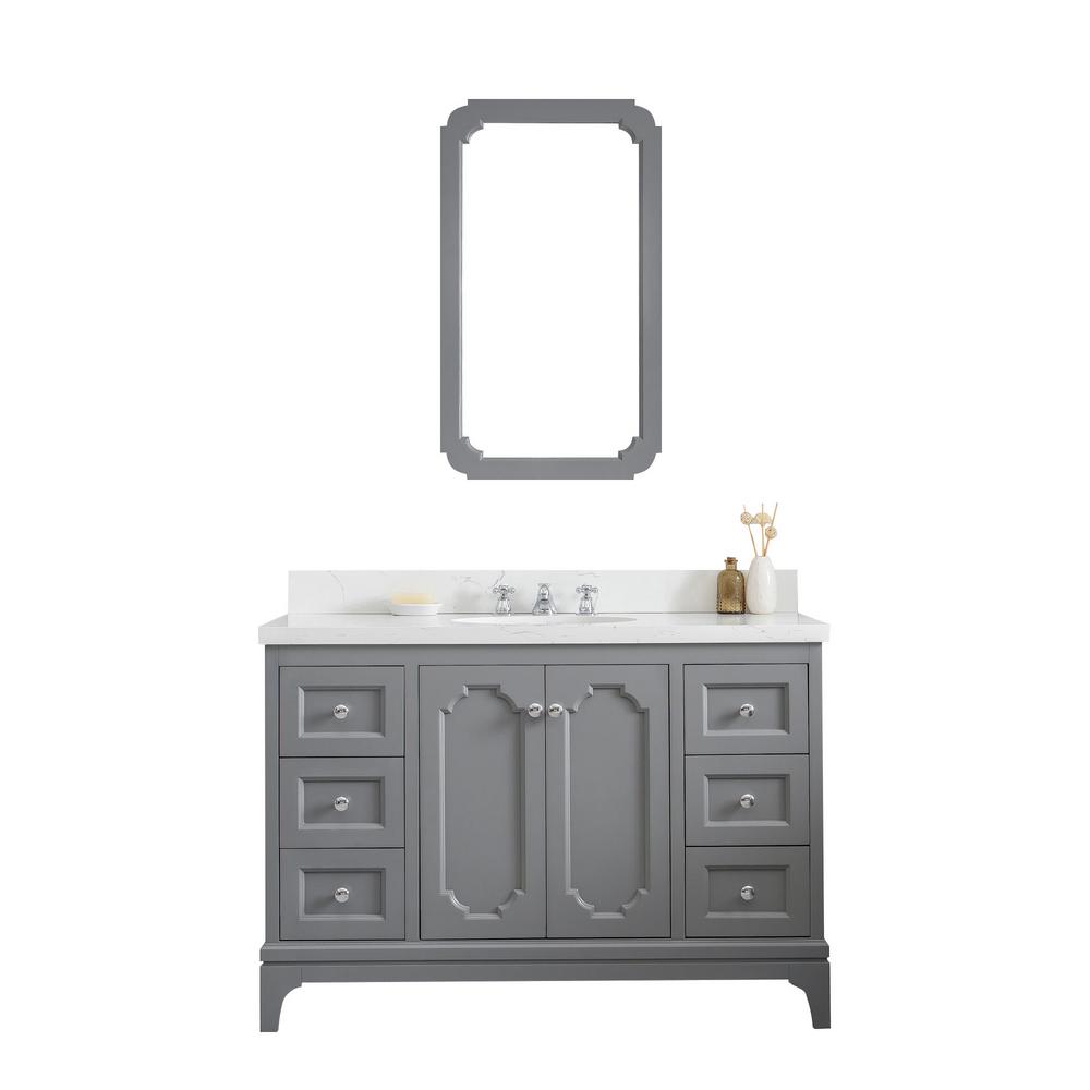 Queen 48-Inch Single Sink Quartz Carrara Vanity In Cashmere Grey