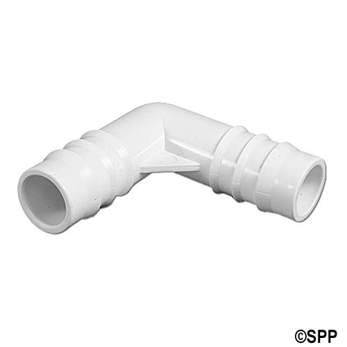 Fitting, PVC, Ribbed Barb Ell Coupler, 90+, 3/4"RB x 3/4"RB