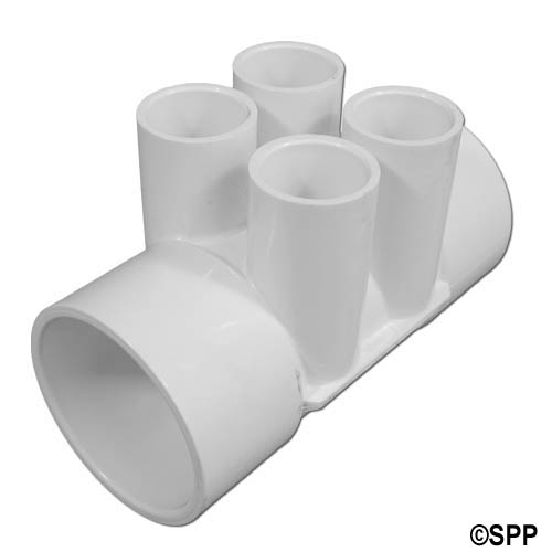 Manifold, PVC, Waterway, 2"S x 2"S x (4) 3/4"S Ports