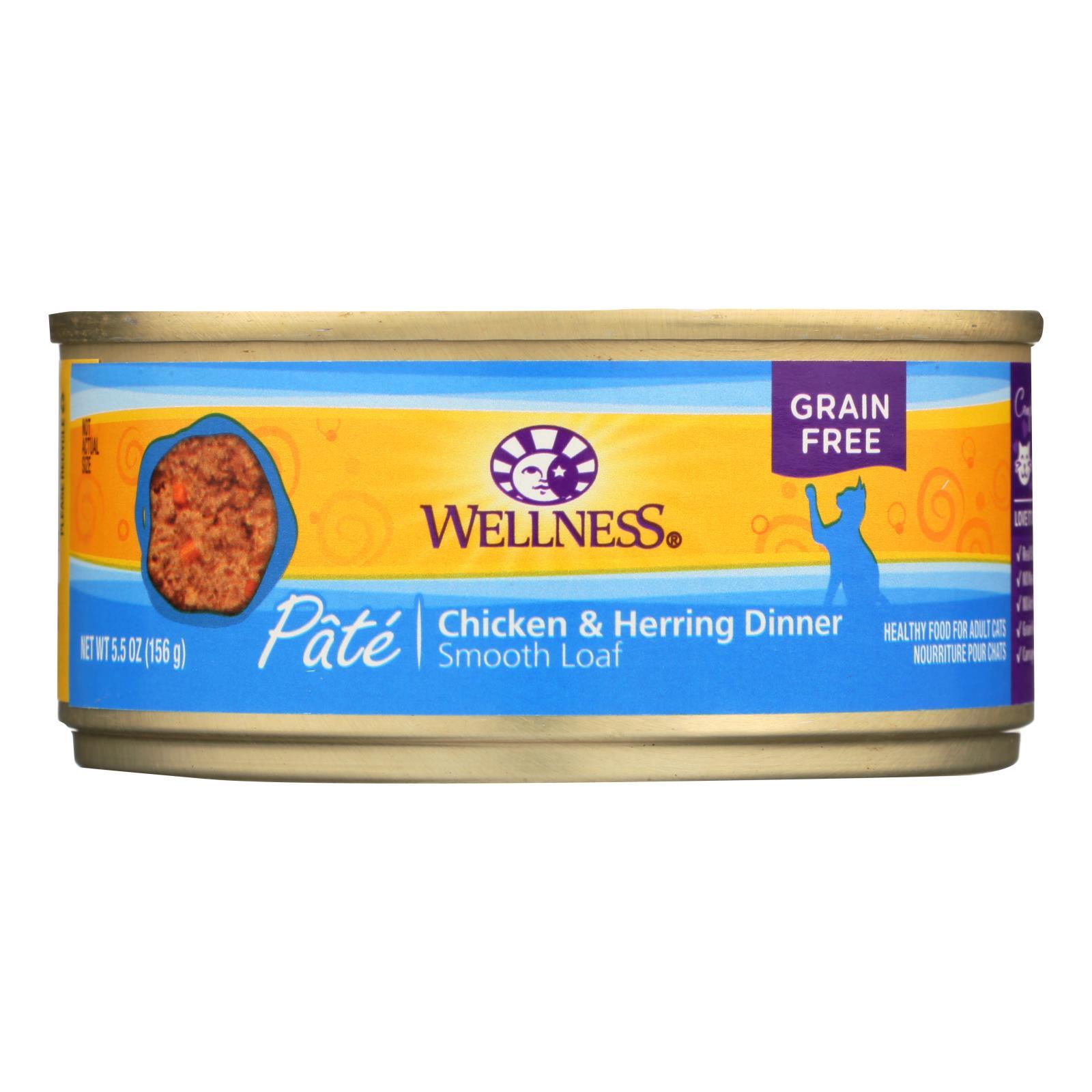 Wellness Canned Chicken & Herring Cat Food (24x5.5 Oz)