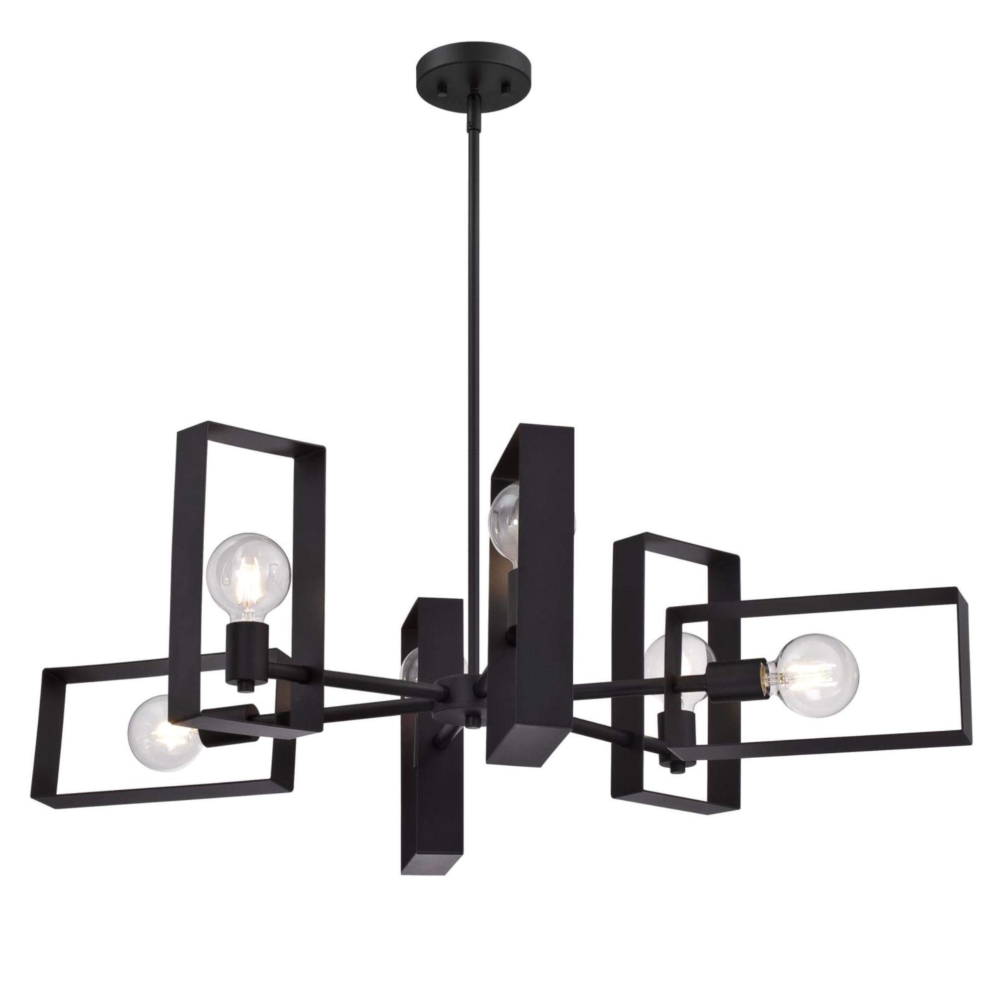 6 Light Chandelier Matte Black Finish