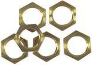 6 Hex Nuts Solid Brass