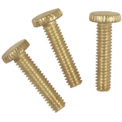 3 Knurled Head Steel Screws Brass-Plated 3/4" Long