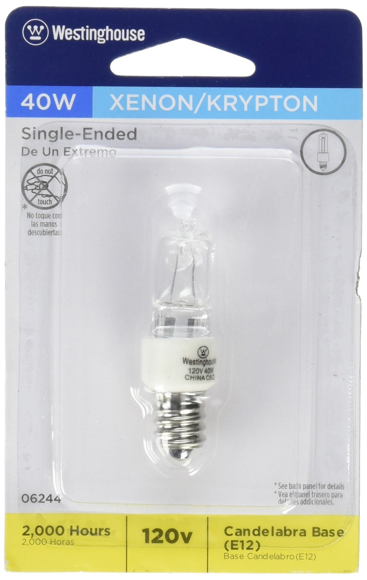 40W T3 Halogen Single-Ended Xenon Krypton Clear E12 (Candelabra) Base, 120 Volt, Card