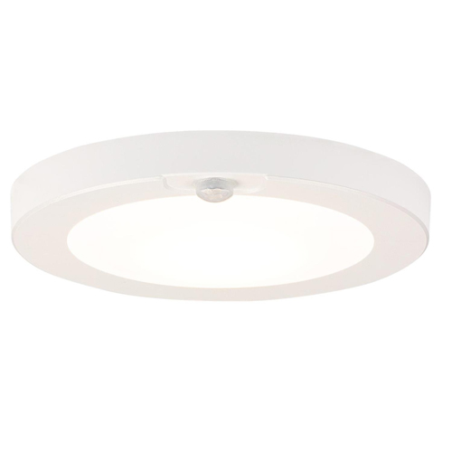 6 in. 7W LED Flush with Motion Sensor - White Finish White Frosted Shade, 4000K