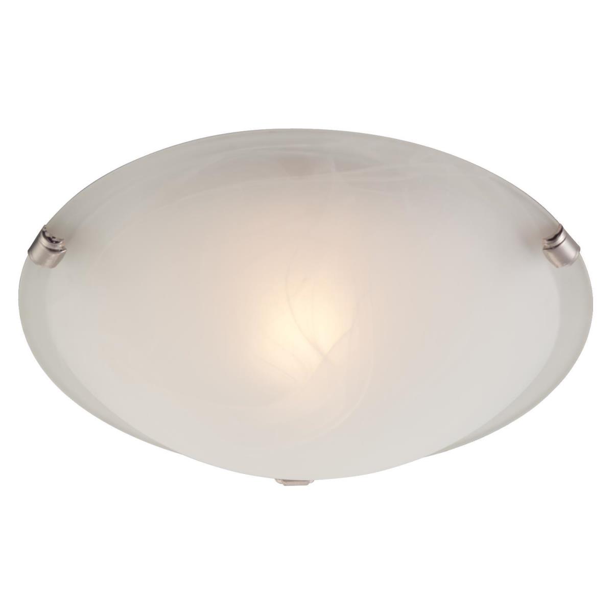 1 Light Flush White and Brushed Nickel Finish with White Alabaster Glass