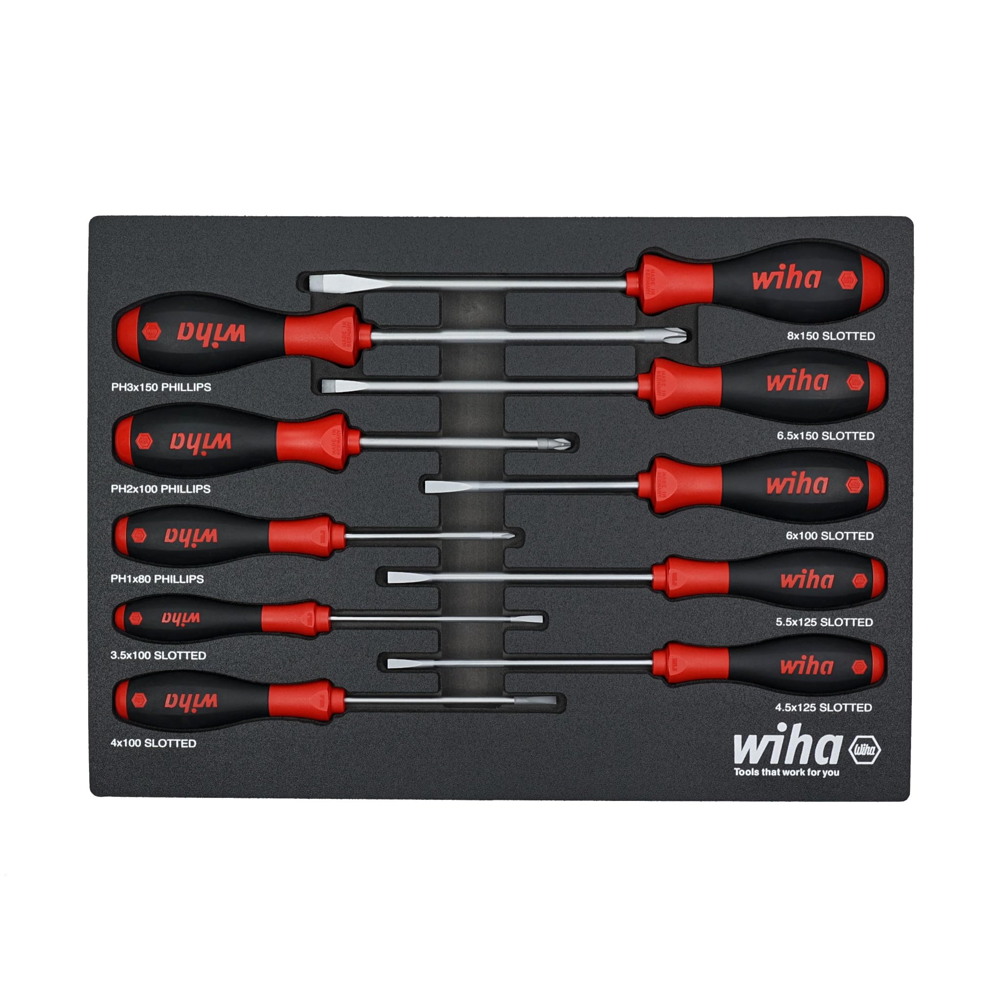 10 PIECE SOFTFINISH CUSHION GRIP SCREWDRIVER TRAY SET