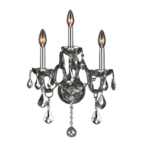 Provence Collection 3 Light Chrome Finish and Chrome Crystal Wall Sconce 13