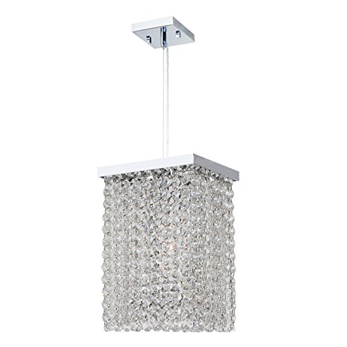 Prism Collection 1 Light Chrome Finish and Clear Crystal Square Pendant 6