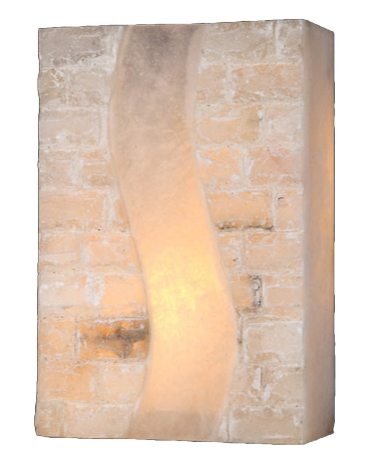 Pompeii Collection 1 Light Flemish Brass Finish Natural Quartz Stone Wall Sconce 8