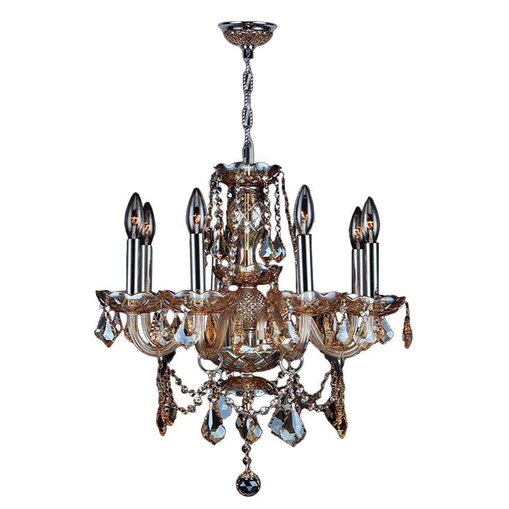 Provence Collection 8 Light Chrome Finish and Amber Crystal Chandelier 20" D x 20" H Medium