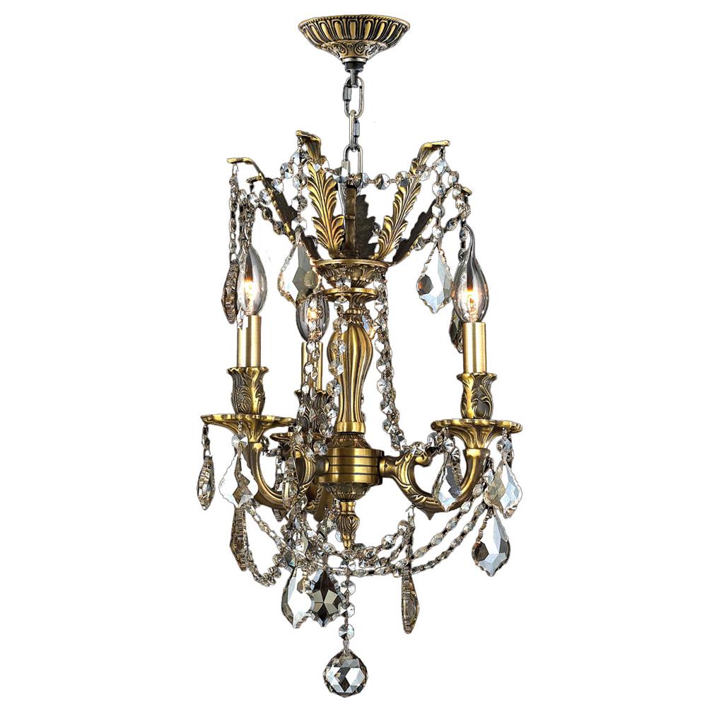 Windsor Collection 3 Light Antique Bronze Finish and Golden Teak Crystal Cast Brass Mini Chandelier 13" D x 18" H