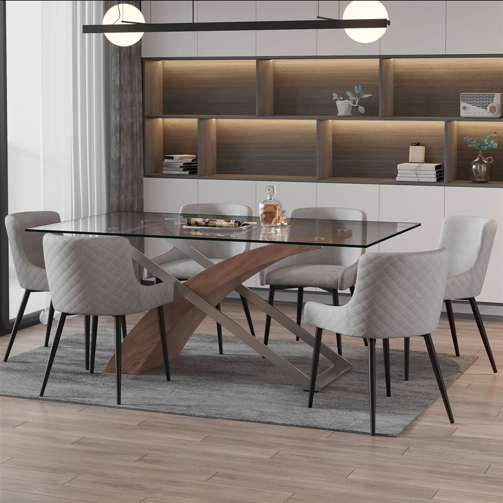 Veneta Wal/Bianca Gy Bk 7Pc Dining Set