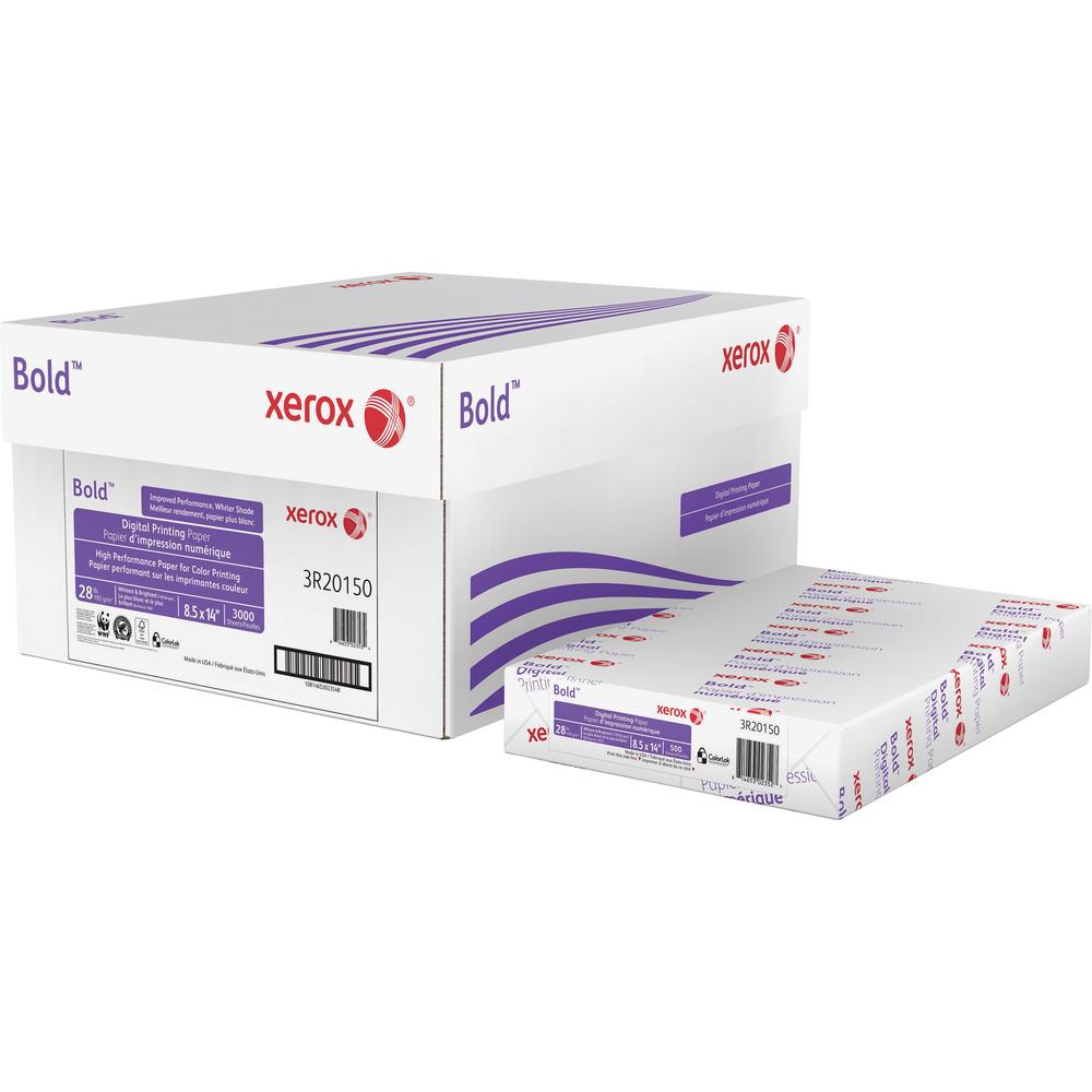 Xerox Bold Digital Printing Paper - White - 100 Brightness8 1/2" x 14" - 28 lb Basis Weight - 500 / Ream