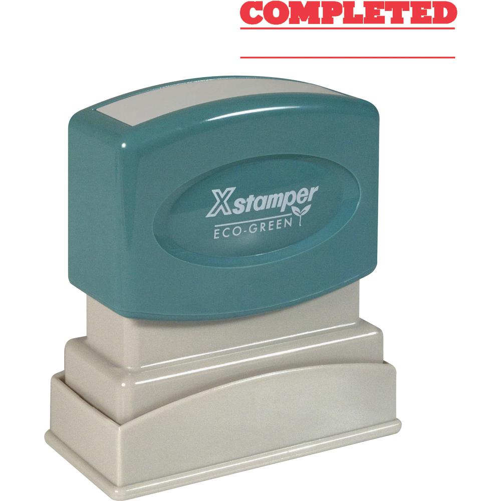 Xstamper COMPLETED Stamp - Message Stamp - "COMPLETED" - 0.50" Impression Width x 1.63" Impression Length - 100000 Impression(s)