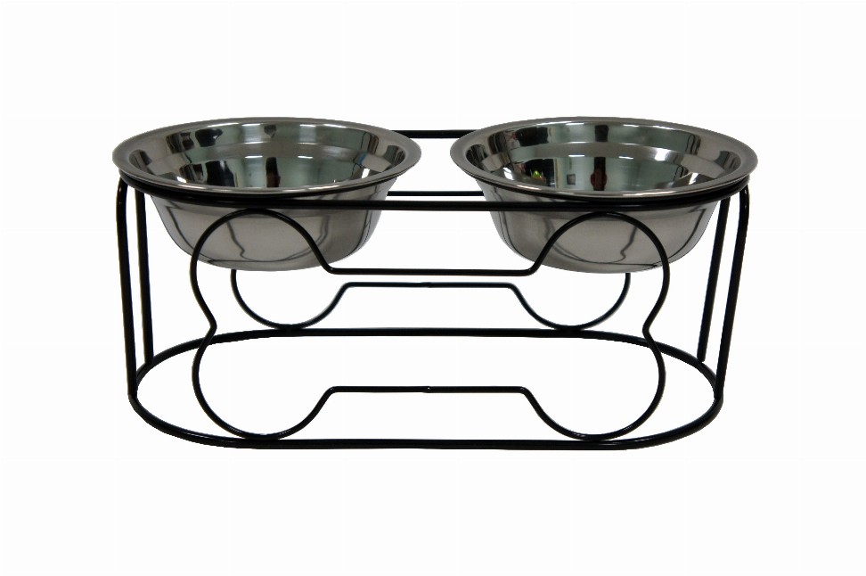 YML Wrought Iron Stand with Double Stainless Steel Feeder Bowls