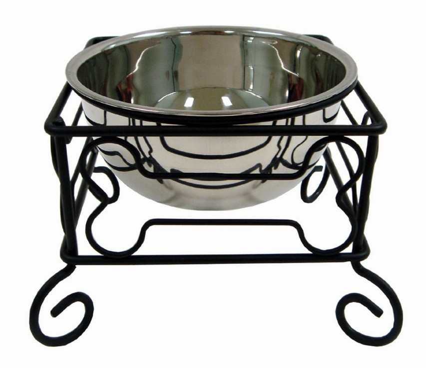 YML Wrought Iron Stand with Single Stainless Steel Feeder Bowl