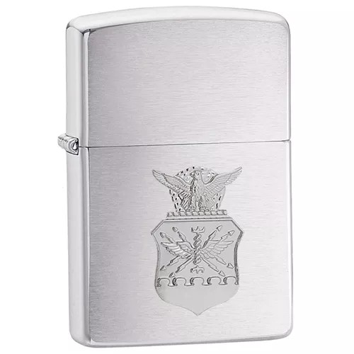 Zippo Windproof Lighter U.S. Air Force Crest Emblem Brushed Chrome