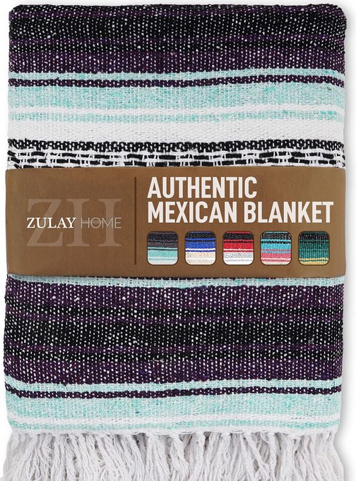 Zulay Home Hand Woven Mexican Blanket PPMRD