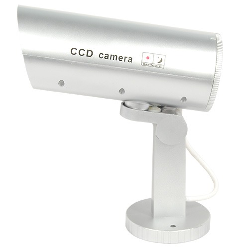 Indoor or outdoor motion activated dummy camera with flashing red LED light