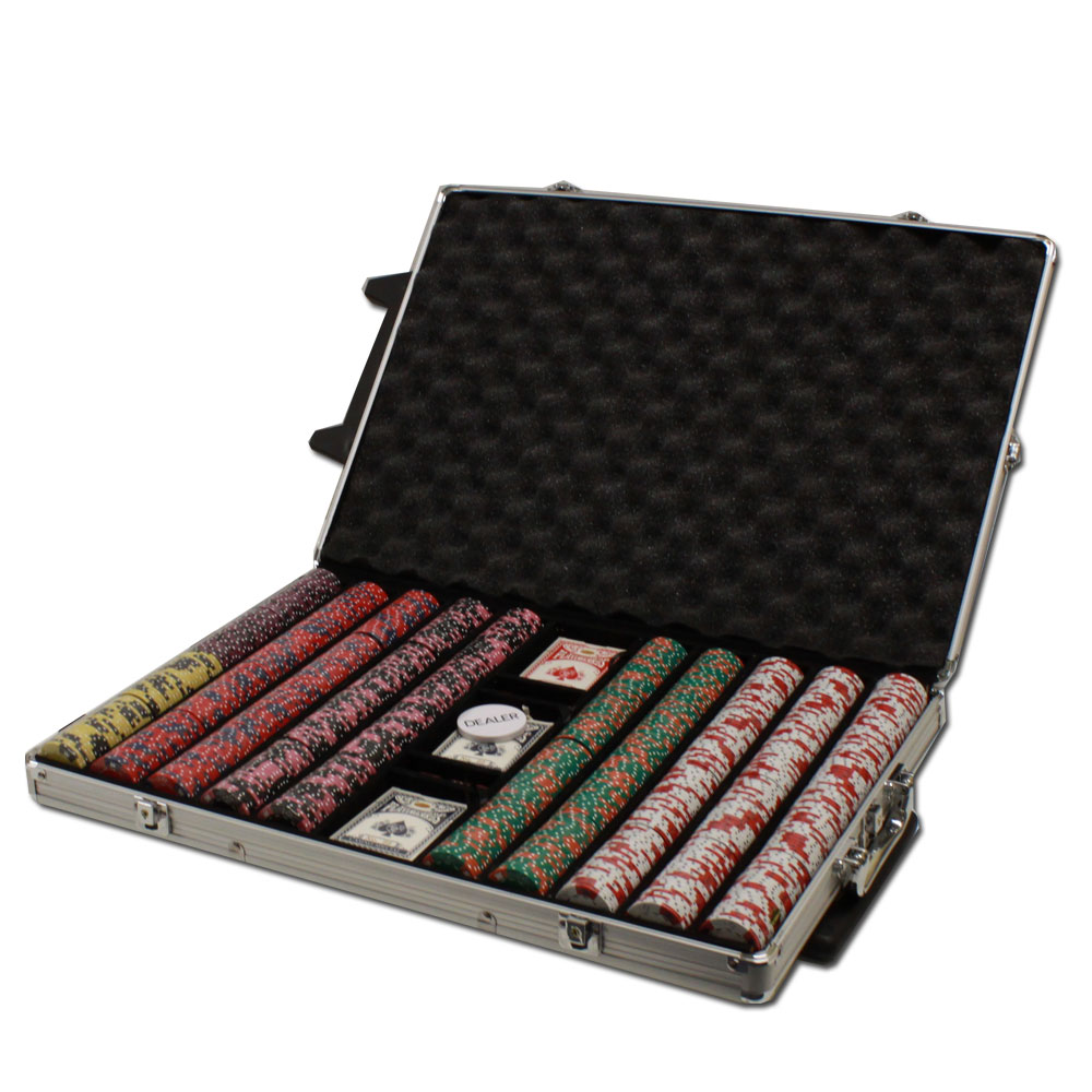 1000 Count - Pre-Packaged - Poker Chip Set - Crown & Dice - Rolling Aluminum