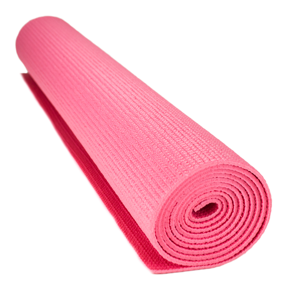 1/8-inch (3mm) Compact Yoga Mat with No-Slip Texture - Pink